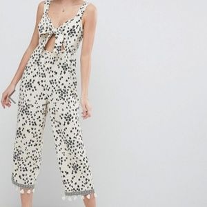 ASOS DESIGN floral jumpsuit with cut out